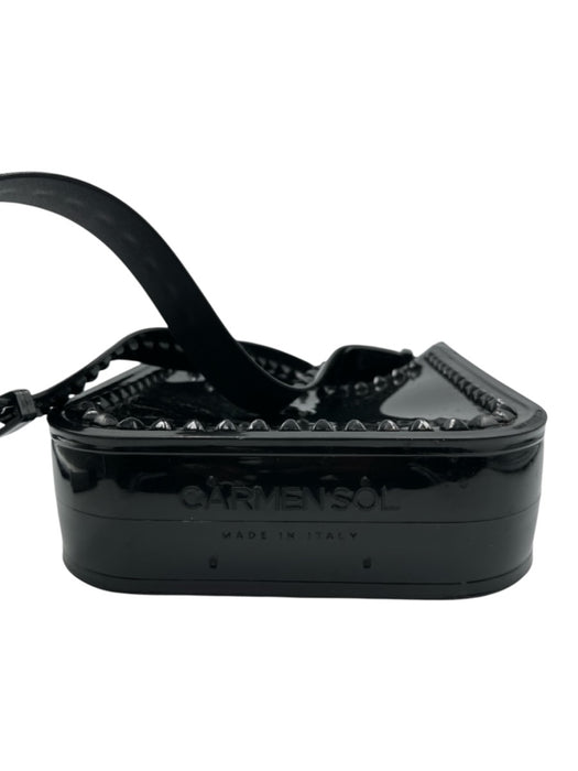 Carmen Sol Black Rubber Crossbody Strap Rock Studs Magnetic Close Saddle Bag Bag Black