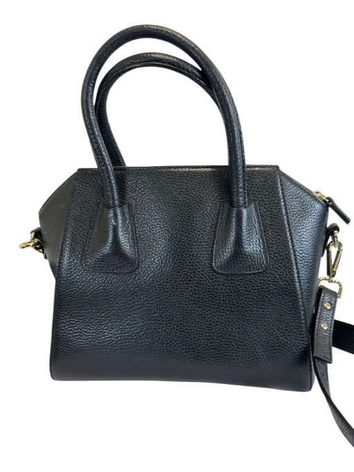 Mario Valentino Spa Black Leather Top Handle Studded Top Zip Bag Black