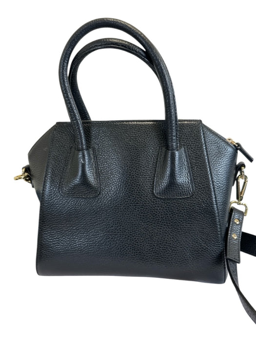 Mario Valentino Spa Black Leather Top Handle Studded Top Zip Bag Black