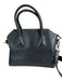 Mario Valentino Spa Black Leather Top Handle Studded Top Zip Bag Black