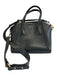 Mario Valentino Spa Black Leather Top Handle Studded Top Zip Bag Black