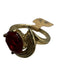 Gold & Red 18k GE Ruby Faux Stone Oval Cut Stone Ridges Ring Gold & Red