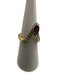 Gold, Purple, Clear 14k GE Marquise Cut V Pave Bezel Ring Gold, Purple, Clear