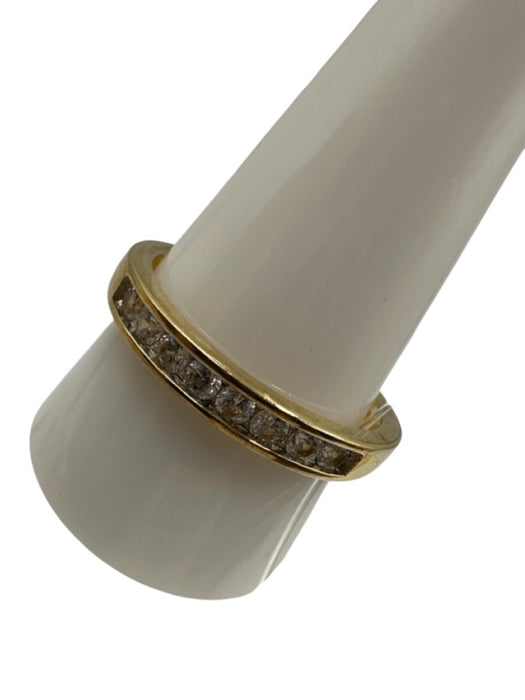 Gold & Clear 925 Silver Cubic Zirconia Pave Band Ring Gold & Clear