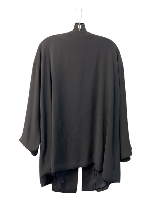 Ellen Tracy Size 18 Black Silk Shoulder Pads V Neck Single Button Jacket Black / 18