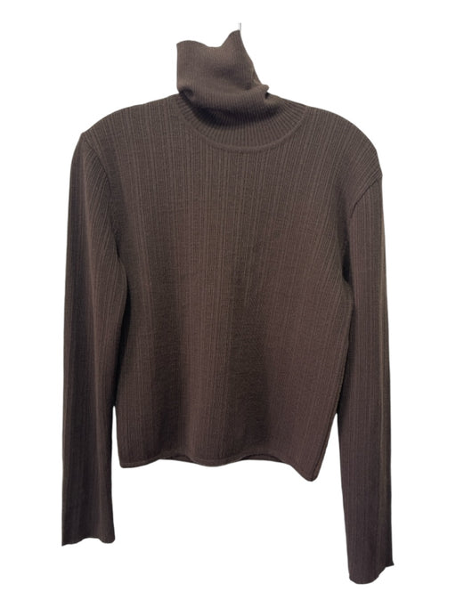 Christian Lacroix Size S Brown Wool Blend Turtle Neck Long Sleeve Knit Sweater Brown / S