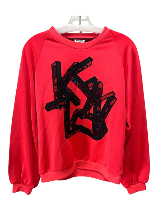 Kenzo Size M Black, Pink, Multi Polyester Blend Front Logo Long Sleeve Sweater Black, Pink, Multi / M