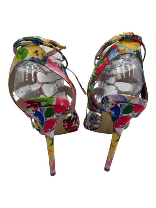 Steve Madden Shoe Size 10 Pink & Multi Textile Satin Floral Strappy Sandals Pink & Multi / 10
