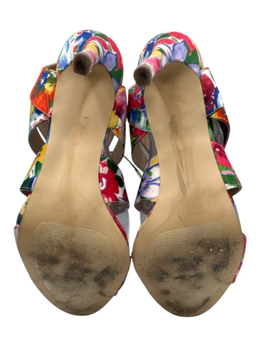 Steve Madden Shoe Size 10 Pink & Multi Textile Satin Floral Strappy Sandals Pink & Multi / 10