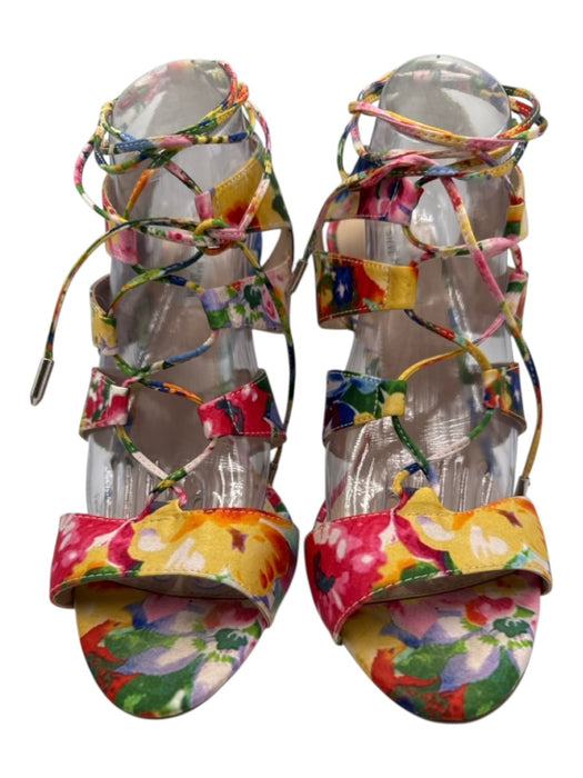 Steve Madden Shoe Size 10 Pink & Multi Textile Satin Floral Strappy Sandals Pink & Multi / 10