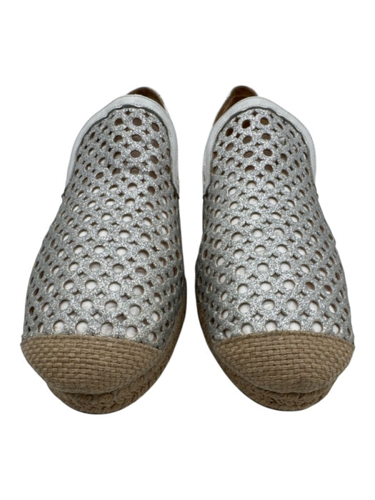 Stuart Weitzman Shoe Size 10 Silver, White, Beige Leather Glitter Flats Silver, White, Beige / 10