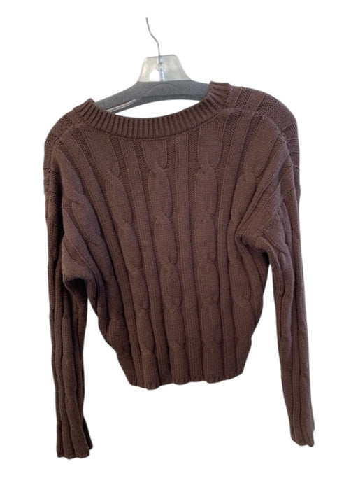 Madewell Size XS Chocolate Cotton Blend Cable Knit Long Sleeve V Neck Sweater Chocolate / XS