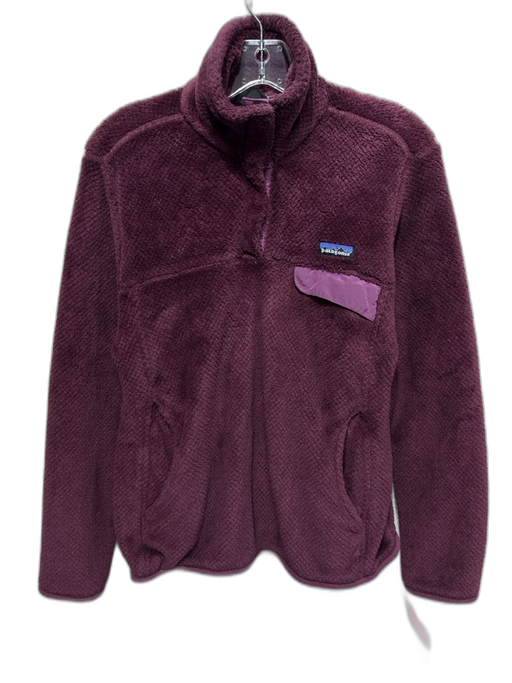 Patagonia Size M Plum Polyester 1/4 Button Fleece Chest Pocket Sweater Plum / M