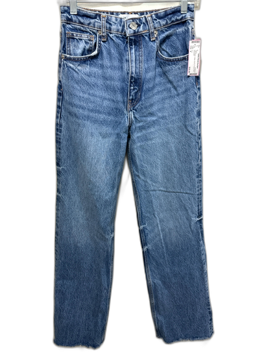 Zara Size 4 Light Wash Cotton Zip Fly Frayed Hem Jeans Light Wash / 4