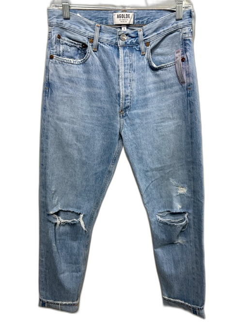 Agolde Size 26 Light Wash Cotton Distressed Button Fly Jeans Light Wash / 26