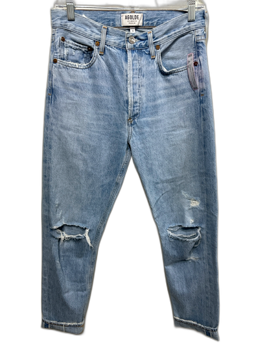 Agolde Size 26 Light Wash Cotton Distressed Button Fly Jeans Light Wash / 26