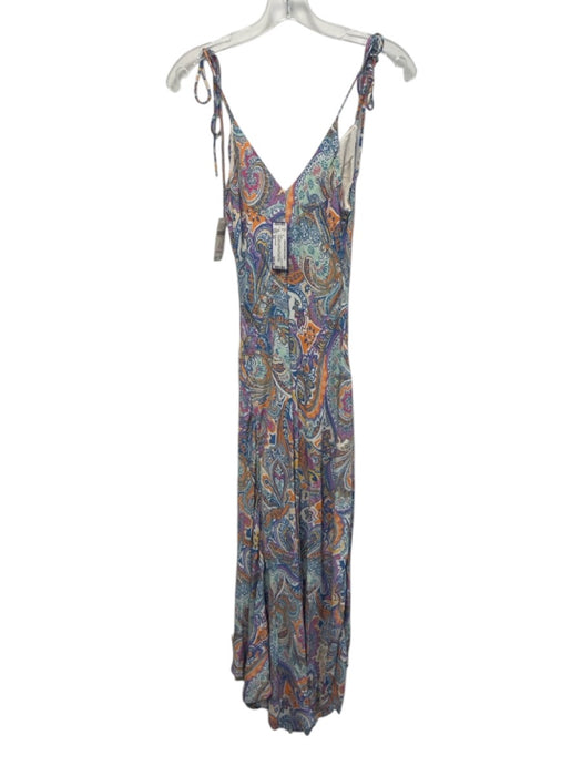 Anthropologie Size XS Blue, Orange & Multi Viscose Spaghetti Strap Paisley Dress Blue, Orange & Multi / XS