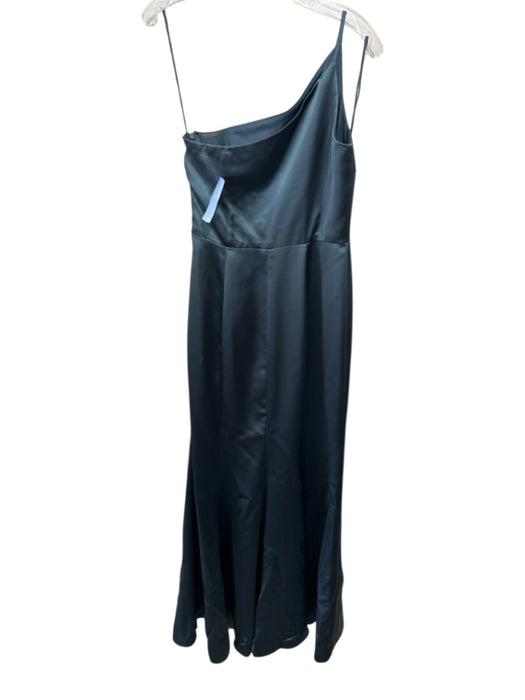 Amsale Size 6 Teal Green Polyester Satin One Strap Leg Slit Gown Teal Green / 6