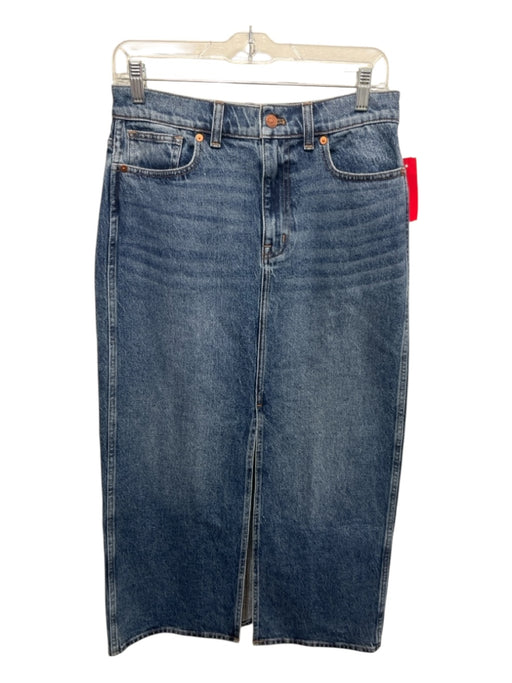 Madewell Size 27 Dark Wash Cotton Denim High Rise Midi Front Slit Skirt Dark Wash / 27