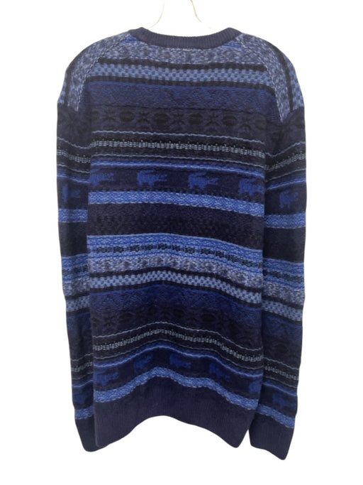 Lacoste Size XXL Blue Wool Striped Crew Men's Sweater Blue / XXL