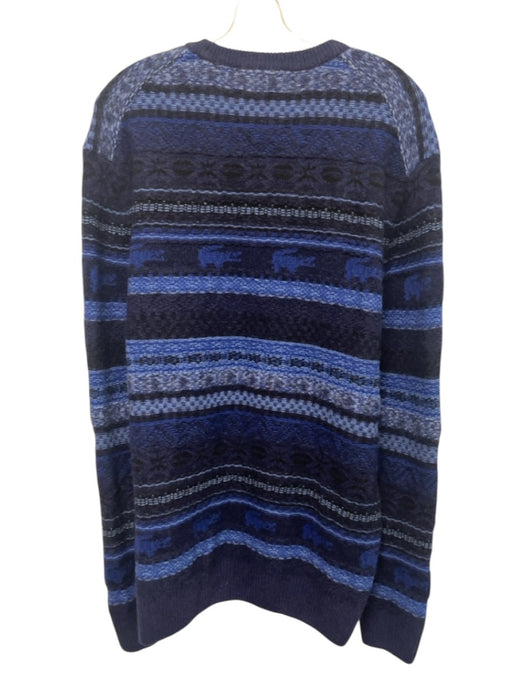 Lacoste Size XXL Blue Wool Striped Crew Men's Sweater Blue / XXL