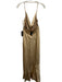 Retrofete Size S Gold Silk Sleeveless Jewled Split Leg Midi Gown Gold / S