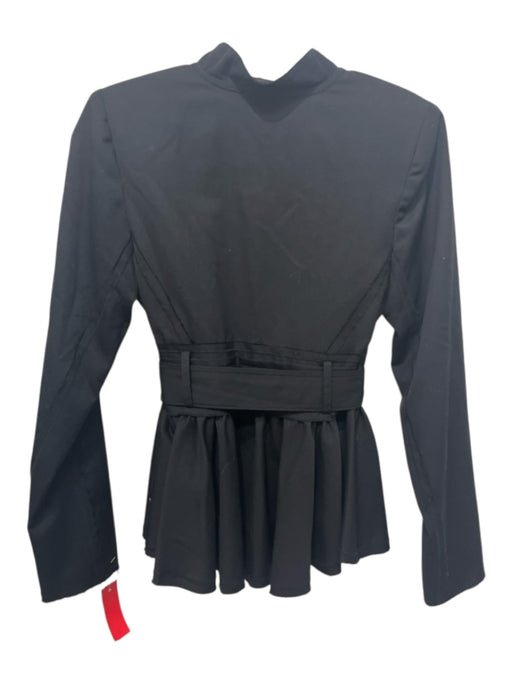 Aje. Size 6 Black Wool & Polyester Long Sleeve 2 button Blazer Pleat Jacket Black / 6