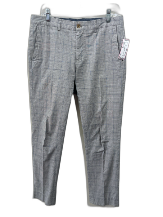 Saks Fifth Ave Size Est 32 Gray Cotton Blend Plaid Khakis Men's Pants Gray / Est 32