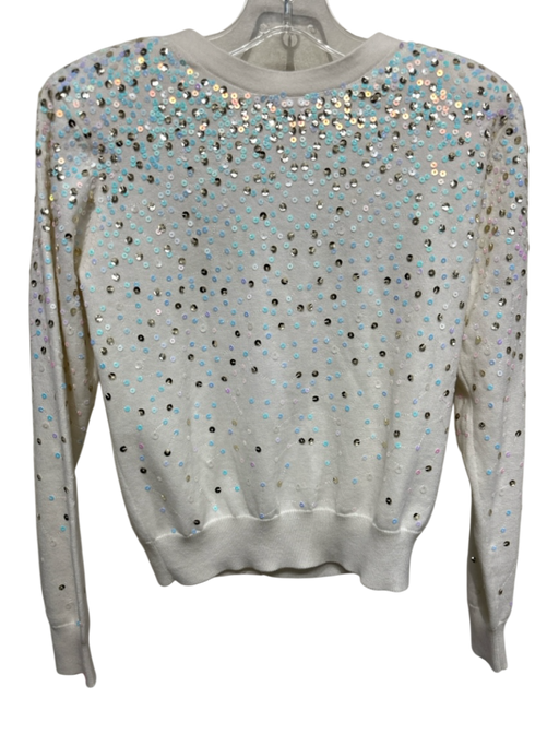 5a7 Cinq a Sept Size S Cream & Multi Cotton & Wool Sequins Iridescent Cardigan Cream & Multi / S