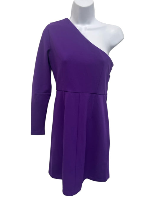 Donna Morgan Size 2 Purple Polyester Blend One Shoulder Long Sleeve Dress Purple / 2