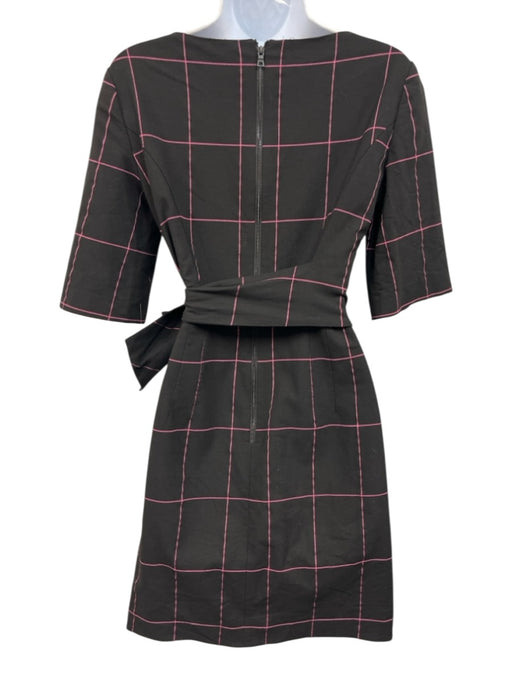 Alice + Olivia Size 4 Black & Pink Viscose Blend 1/2 Sleeve Grid Pattern Dress Black & Pink / 4