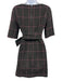Alice + Olivia Size 4 Black & Pink Viscose Blend 1/2 Sleeve Grid Pattern Dress Black & Pink / 4