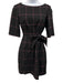 Alice + Olivia Size 4 Black & Pink Viscose Blend 1/2 Sleeve Grid Pattern Dress Black & Pink / 4