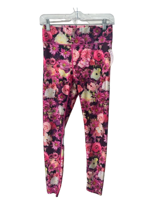 Terez Size S Pink & Multi Polyester Blend Floral Print Stretch Waist Leggings Pink & Multi / S