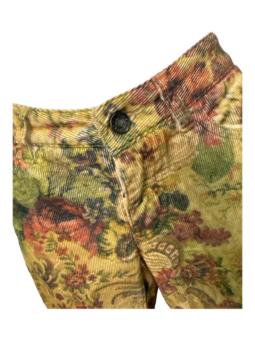 Dolce & Gabbana Size 38 Yellow & Multi Cotton Corduroy Floral Skinny Pants Yellow & Multi / 38