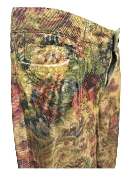 Dolce & Gabbana Size 38 Yellow & Multi Cotton Corduroy Floral Skinny Pants Yellow & Multi / 38