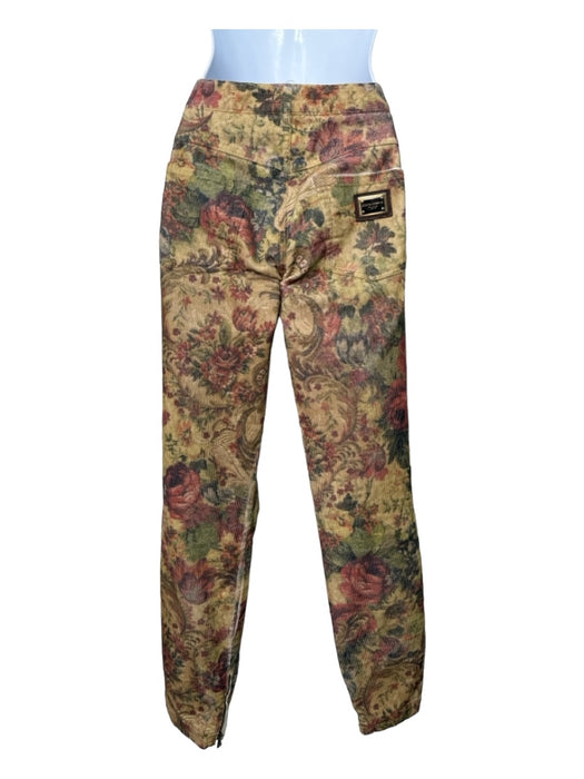 Dolce & Gabbana Size 38 Yellow & Multi Cotton Corduroy Floral Skinny Pants Yellow & Multi / 38