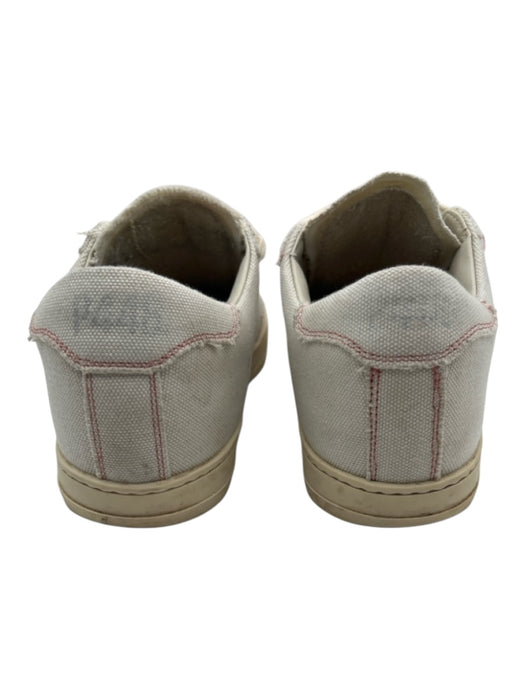 P448 Shoe Size 37 Beige Canvas Low Top lace up Contrast Stitching Sneakers Beige / 37