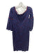 Alexis Size XS Burgundy Red & Navy Blue Cotton & Nylon 3/4 Trumpet Sleeve Dress Burgundy Red & Navy Blue / XS
