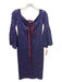 Alexis Size XS Burgundy Red & Navy Blue Cotton & Nylon 3/4 Trumpet Sleeve Dress Burgundy Red & Navy Blue / XS