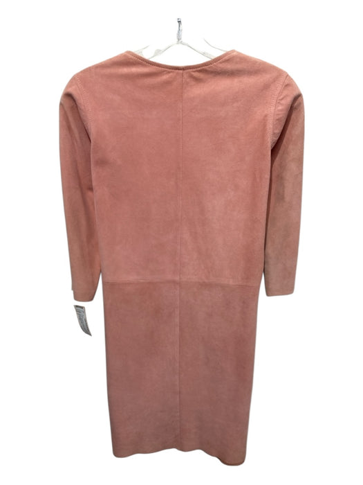 See By Chloe Size 2 Peach Pink Leather Suede 3/4 Sleeve Square Neck Dress Peach Pink / 2