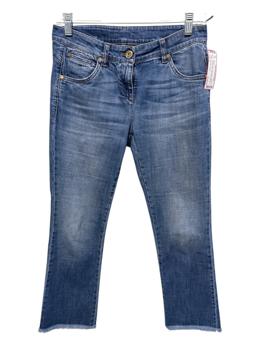 Brunello Cucinelli Size 2 Medium Wash Cotton Denim Zip Fly Low Rise Crop Jeans Medium Wash / 2