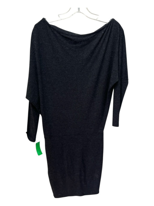 ALLSAINTS Size XS Dark Gray Viscose & Polyester Heathered Knit Wide Neck Dress Dark Gray / XS