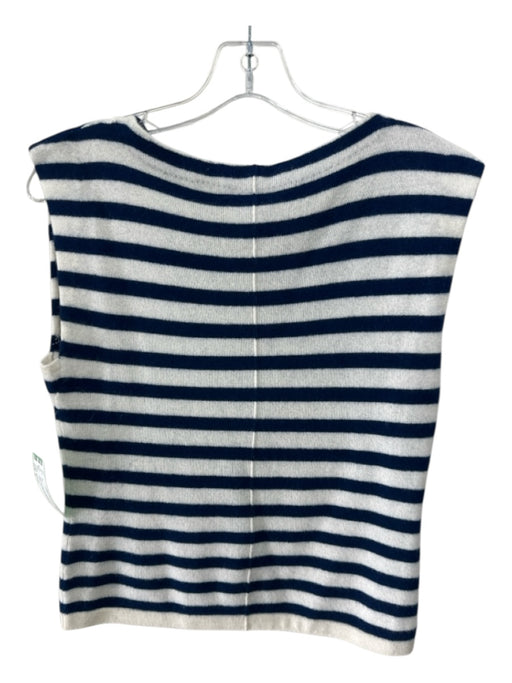 NONAME Size S Navy & white Cashmere Stripe Wide Neck Cap Sleeve Top Navy & white / S