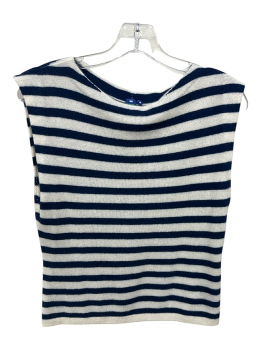 NONAME Size S Navy & white Cashmere Stripe Wide Neck Cap Sleeve Top Navy & white / S