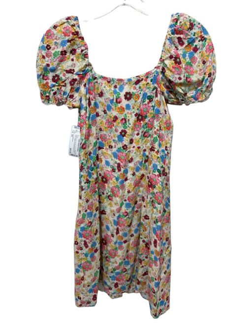 The Andamane Size XS White & Multi Viscose Short Puff Sleeve Floral Dress White & Multi / XS