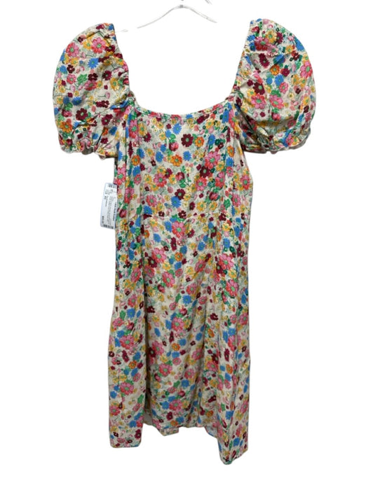 The Andamane Size XS White & Multi Viscose Short Puff Sleeve Floral Dress White & Multi / XS