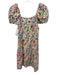 The Andamane Size XS White & Multi Viscose Short Puff Sleeve Floral Dress White & Multi / XS