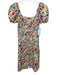 The Andamane Size XS White & Multi Viscose Short Puff Sleeve Floral Dress White & Multi / XS