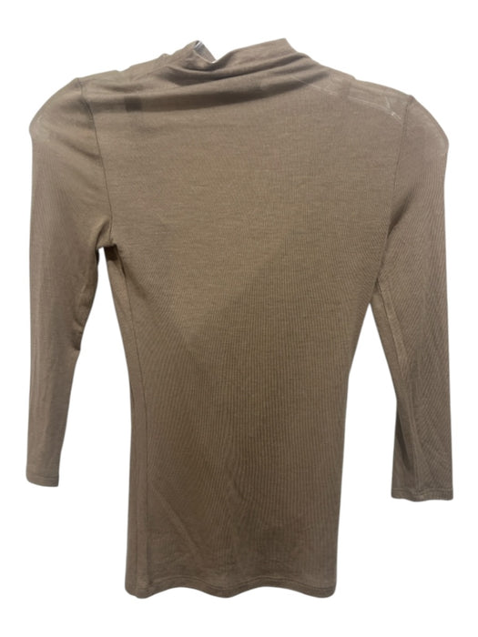 Vince Size XXS Taupe Beige Lyocell & Wool Knit Mock Neck 3/4 Sleeve Top Taupe Beige / XXS